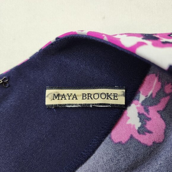 Maya Brooke Dress 2pc Jacket 10 Navy Pink Midi Mother Bride Groom Wedding Event - Picture 15 of 16